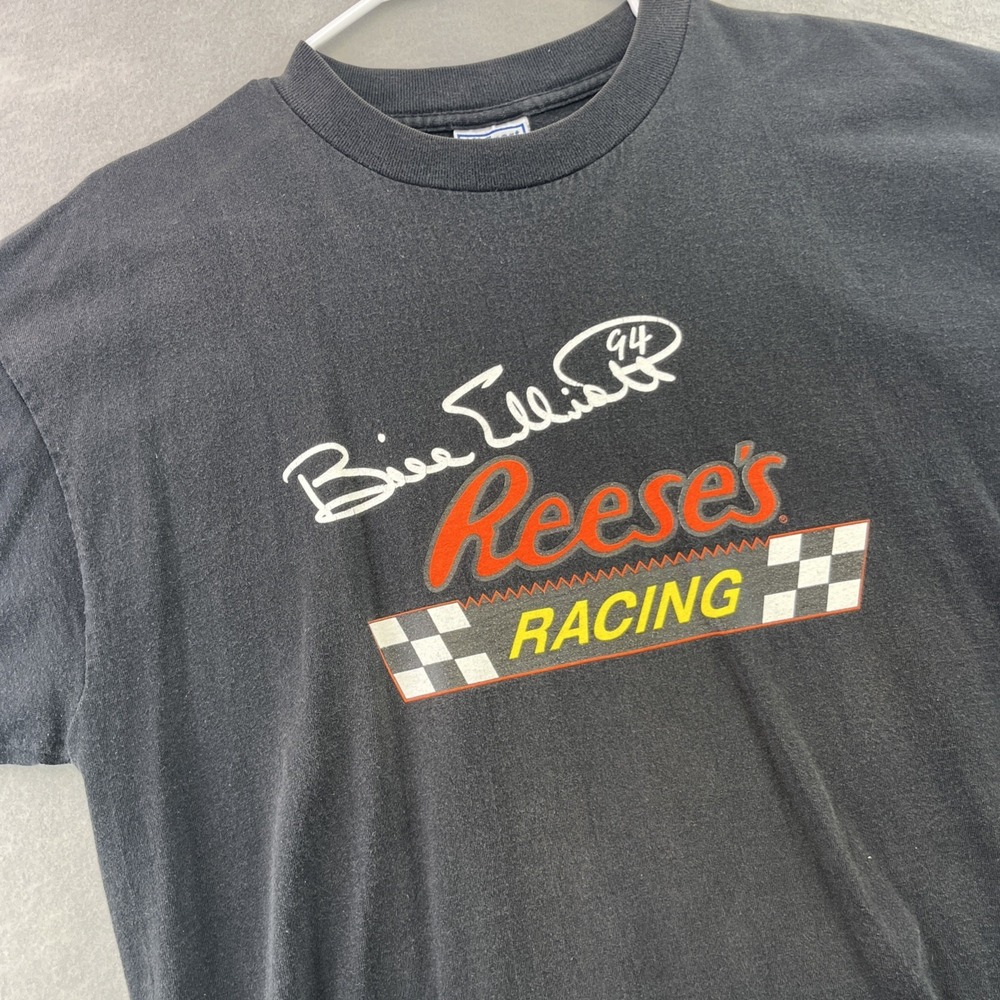 Bill Elliott Reeses Racing Shirt Mens XL Black NASCAR All Sport Vintage 90s
